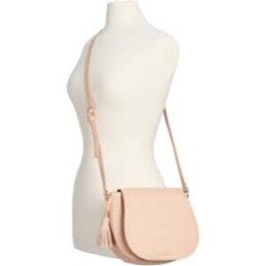 Old Navy Women's Faux Leather Tassel Crossbody Saddle Bag in Blushin' Up